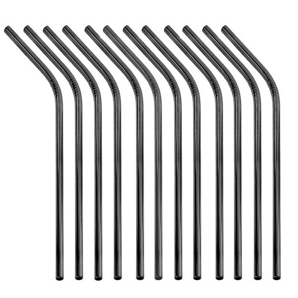 black 12 bent straws