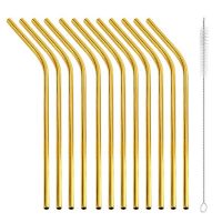 gold 12 bent reusable straws