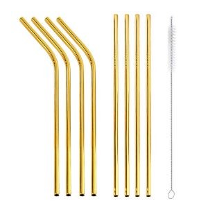 Gold Straw set of 8 metal