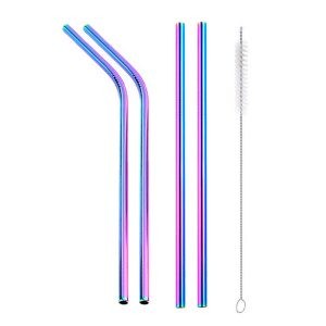 rainbow set reusable drinking straws