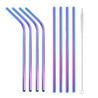 Rainbow reusable metal drinking straws