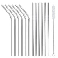 set 12 reusable stainless steel straws
