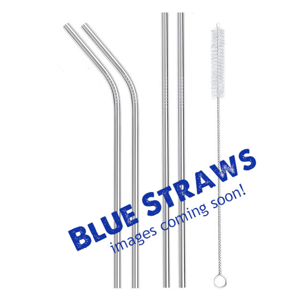 Blue Metal Straws 4 set