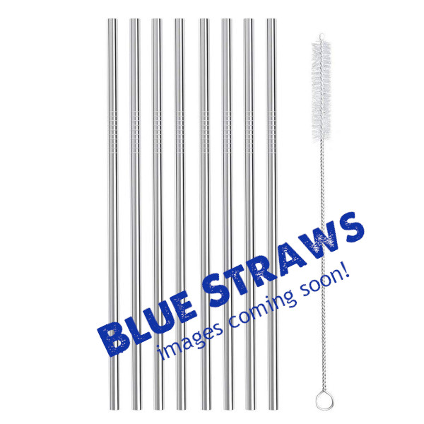 Blue Metal Straws 8 straight