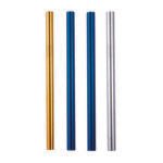 Riviera | 2 Blue, Silver, Gold 10mm Stainless Steel Smoothie Straws 4-Pack + Brush | StainlessSteelStraws.com.au