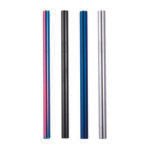 Cyberpunk | Black, Blue, Rainbow, Silver 10mm Stainless Steel Smoothie Straws 4-Pack + Brush | StainlessSteelStraws.com.au