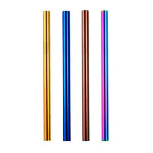Gold Rainbow wide metal straws