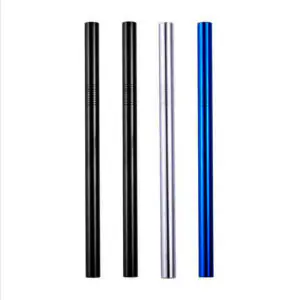 Black Blue Silver Metal straws