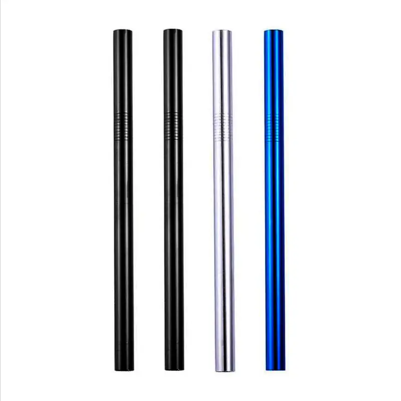 Black Blue Silver Metal straws