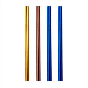 Gold Blue Metal Drinking Straws