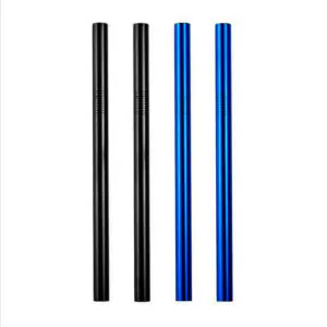 Blue Black 10mm Metal Straws