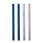 Deep Blue Sea | 2 Blue, 2 Silver 10mm Stainless Steel Smoothie Straws 4-Pack + Brush | StainlessSteelStraws.com.au