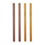 Golden Hues | 2 Gold, 2 Rose Gold 10mm Stainless Steel Smoothie Straws 4-Pack + Brush | StainlessSteelStraws.com.au