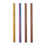 Solar Flare | 2 Rose Gold, Gold, Rainbow 10mm Stainless Steel Smoothie Straws 4-Pack + Brush | StainlessSteelStraws.com.au