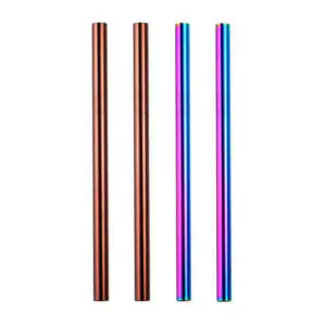 Unicorn Dreams | 2 Rainbow, 2 Rose Gold 10mm Stainless Steel Smoothie Straws 4-Pack + Brush | StainlessSteelStraws.com.au