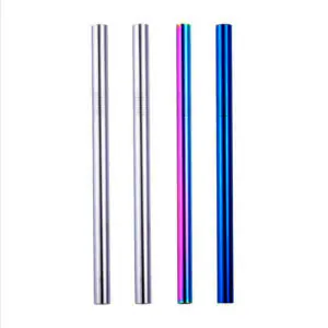 Silver Blue Rainbow Metal Smoothie Straws