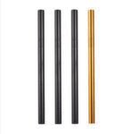 Golden Eye | 3 Black, Gold 10mm Stainless Steel Smoothie Straws 4-Pack + Brush | StainlessSteelStraws.com.au