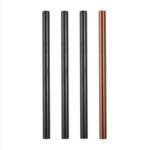 Onyx Rose | 3 Rose Gold, Black 10mm Stainless Steel Smoothie Straws 4-Pack + Brush | StainlessSteelStraws.com.au