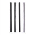 Stealth Eco | 3 Black, Silver 10mm Stainless Steel Smoothie Straws 4-Pack + Brush | StainlessSteelStraws.com.au
