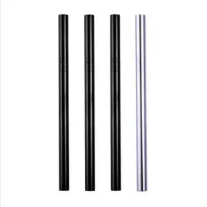 Black Silver Metal Straws