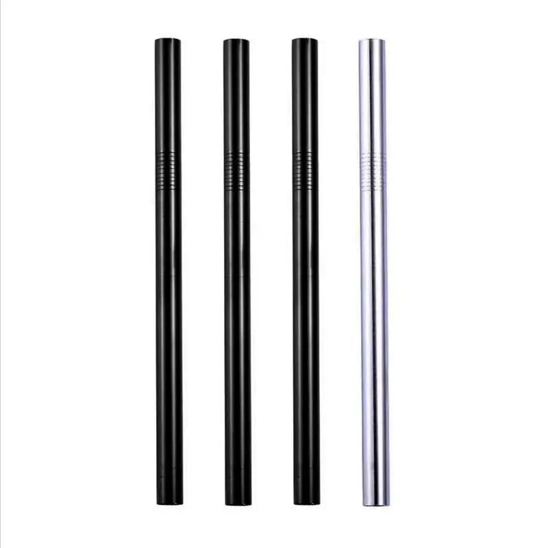 Black Silver Metal Straws