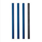 Liquid Charcoal | 3 Blue, Black 10mm Stainless Steel Smoothie Straws 4-Pack + Brush | StainlessSteelStraws.com.au