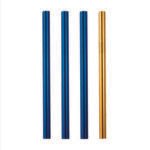 Shore Thang | 3 Blue, Gold 10mm Stainless Steel Smoothie Straws 4-Pack + Brush | StainlessSteelStraws.com.au