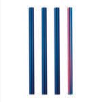 Cosmic Drift | 3 Blue, Rainbow 10mm Stainless Steel Smoothie Straws 4-Pack + Brush | StainlessSteelStraws.com.au