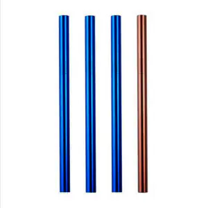 Blue Rose Gold Metal Straws