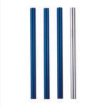 Nordic Chrome | 3 Blue, Silver 10mm Stainless Steel Smoothie Straws 4-Pack + Brush | StainlessSteelStraws.com.au