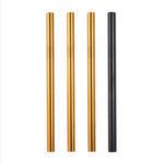 Golden Brown | 3 Gold, Black 10mm Stainless Steel Smoothie Straws 4-Pack + Brush | StainlessSteelStraws.com.au