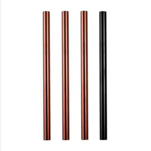 Rose Gold Black Metal Smoothie Straws