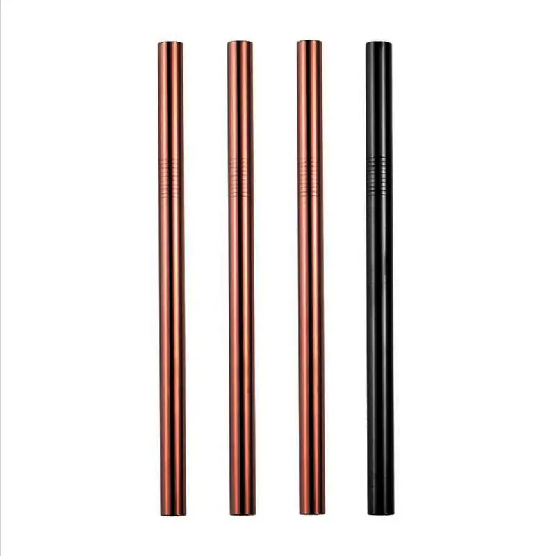 Rose Gold Black Metal Smoothie Straws