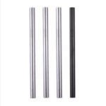 Satin Stone | 3 Silver, Black 10mm Stainless Steel Smoothie Straws 4-Pack + Brush | StainlessSteelStraws.com.au