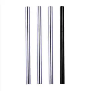 Silver Black Stainless Steel straws
