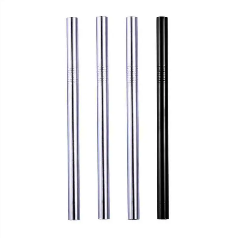 Silver Black Stainless Steel straws