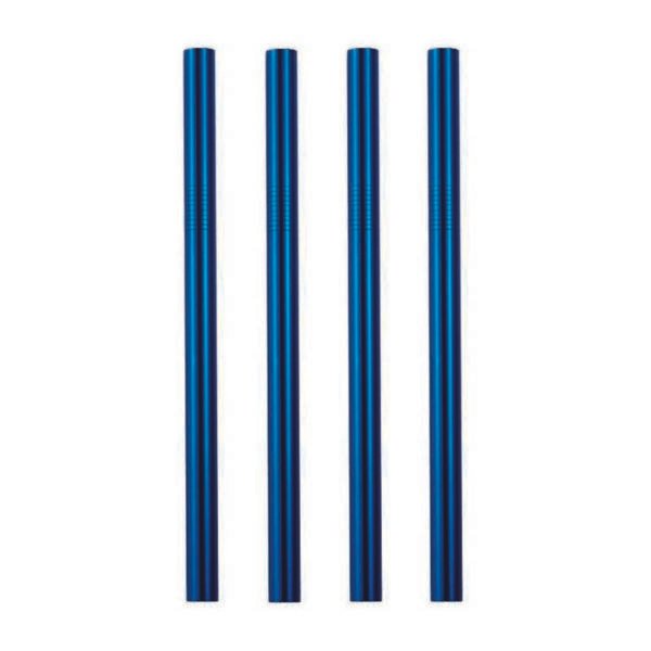 Blue Steel | 4 Blue 10mm Stainless Steel Smoothie Straws 4-Pack + Brush | StainlessSteelStraws.com.au