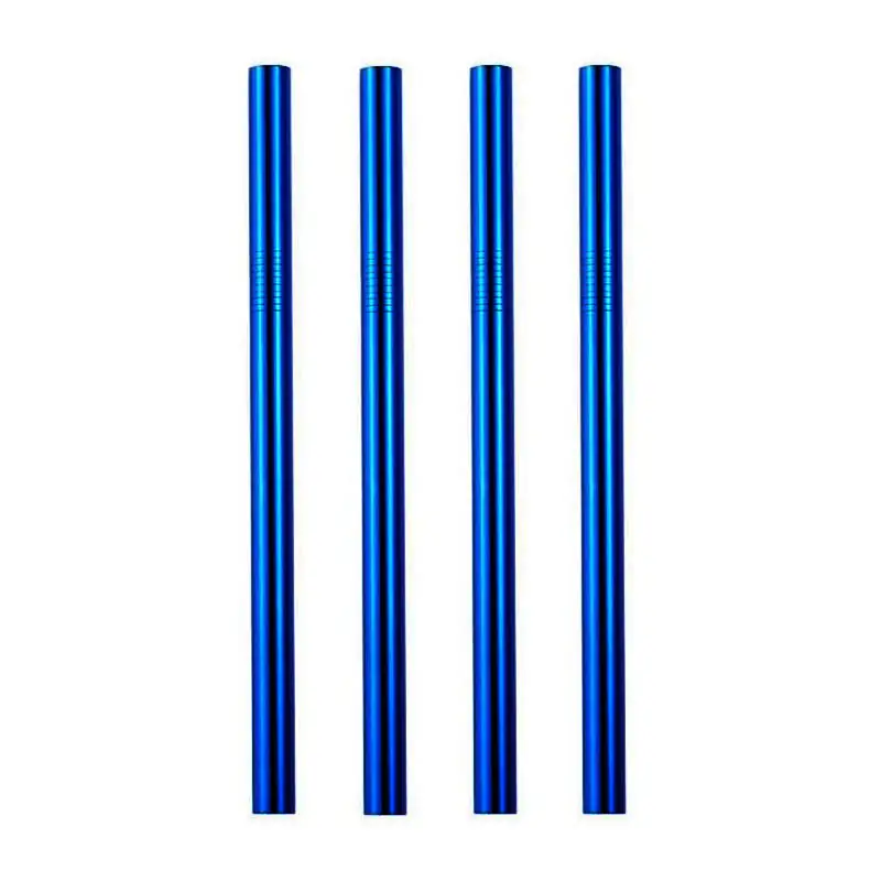 Blue Steel | 4 Blue 10mm Stainless Steel Smoothie Straws 4-Pack + Brush | StainlessSteelStraws.com.au