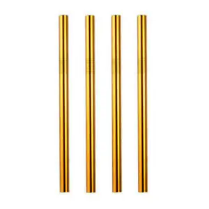 4 Gold Metal Smoothie Straws