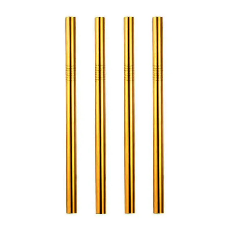 Bold Gold | 4 Gold 10mm Stainless Steel Smoothie Straws 4-Pack + Brush | StainlessSteelStraws.com.au