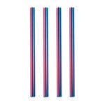 Rainbowed | 4 Rainbow 10mm Stainless Steel Smoothie Straws 4-Pack + Brush | StainlessSteelStraws.com.au