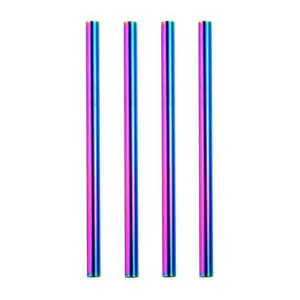 4 Rainbow Stainless Steel Straws