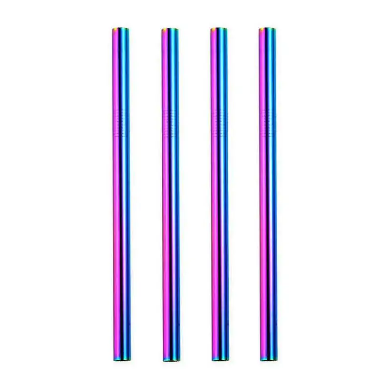 4 Rainbow Stainless Steel Straws
